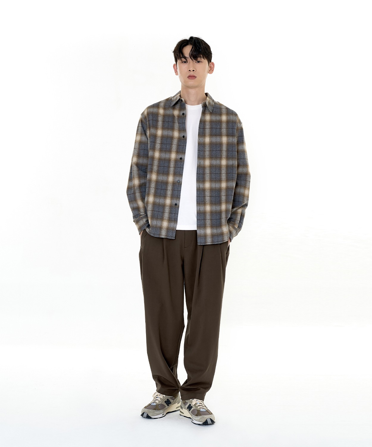 Fluffy Banding Silhouette Pants_Brown