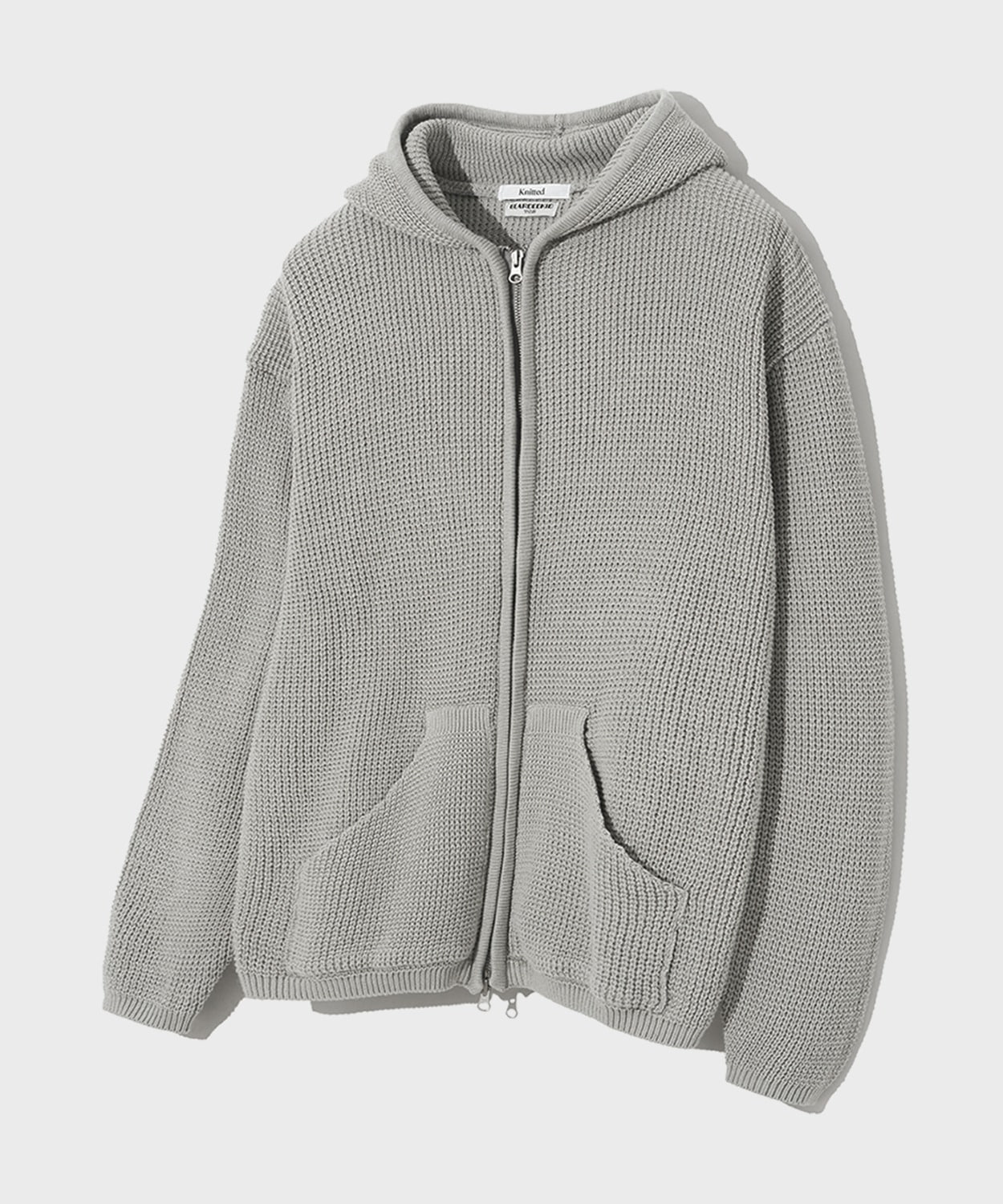 [BDKD X Knitted] 7G Waffle Knit Hoodie_Grey